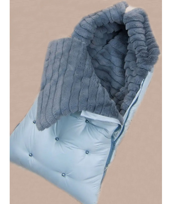 Конверт для новорожденного Пуф серо-голубой