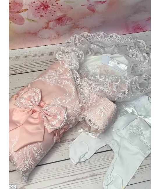 Комплект на выписку Роскошь-Кокетка пудра-молочный