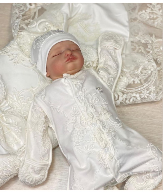 Комплект на выписку Роскошь-МариМар молочный