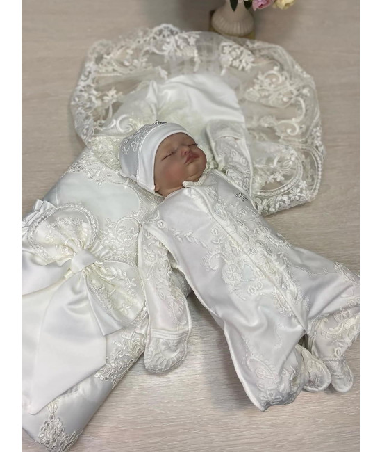 Комплект на выписку Роскошь-МариМар молочный