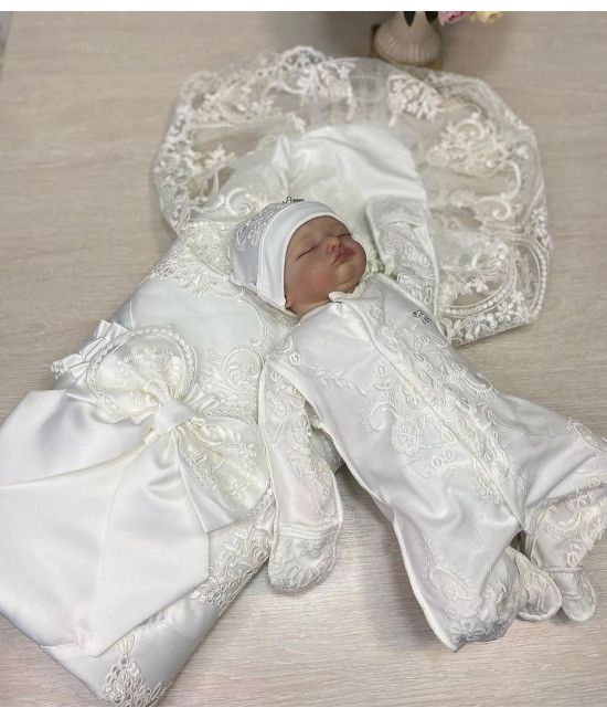 Комплект на выписку Роскошь-МариМар молочный