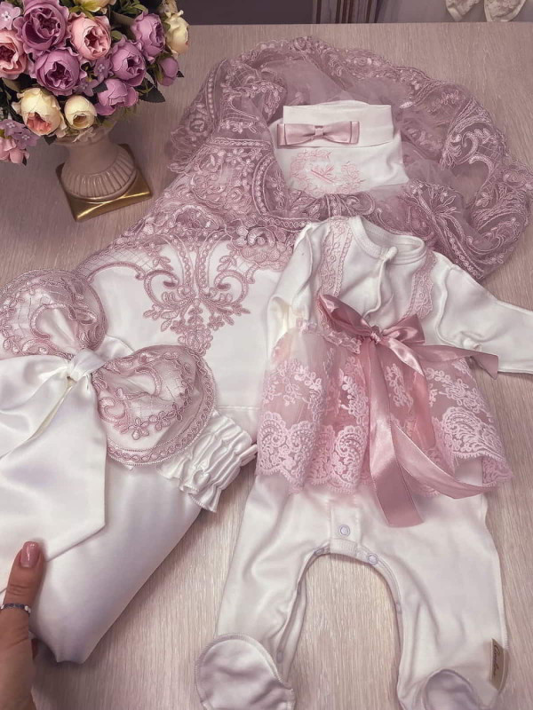 Комплект Роскошь-Кокетка молочный-пудра