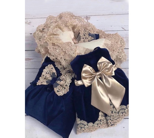 Комплект на выписку для новорожденного Самия-Лея бархат синий