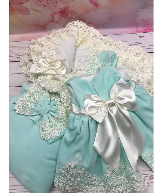 Комплект на выписку Самия-Лея бархат тиффани