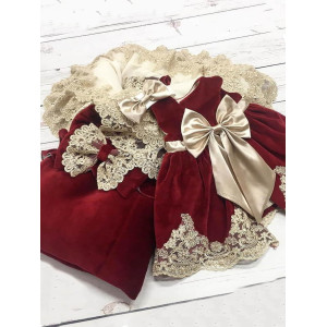 Комплект на выписку для новорожденного Самия-Лея бархат бордо