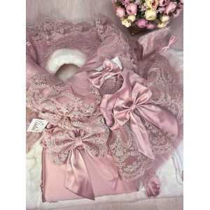 Комплект на выписку для новорожденного Самия-Буше пудра