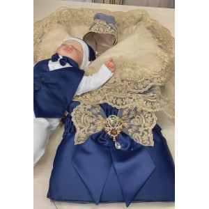 Комплект на выписку Самия-Джентльмен синий-какао