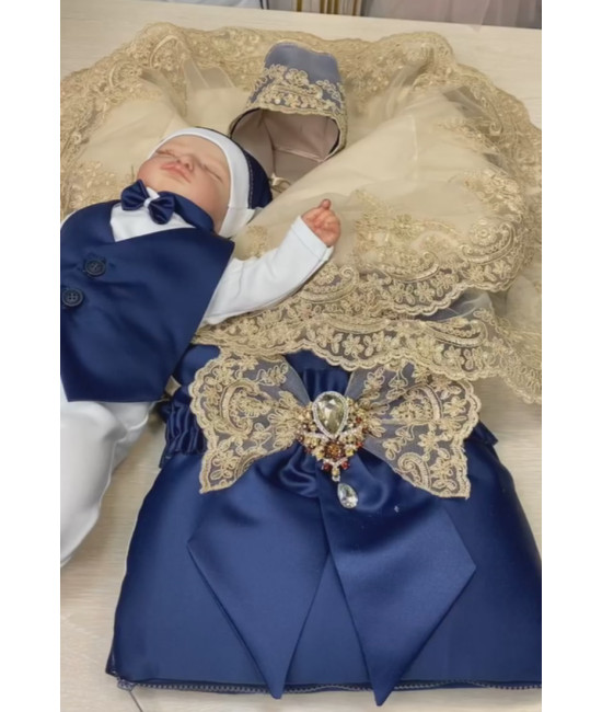 Комплект на выписку Самия-Джентльмен синий-какао