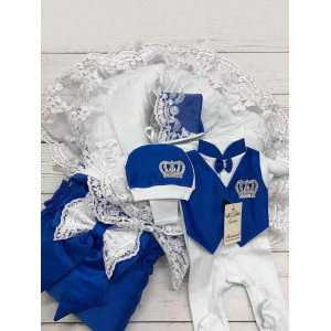 Комплект на выписку Самия-Джентльмен синий-белый