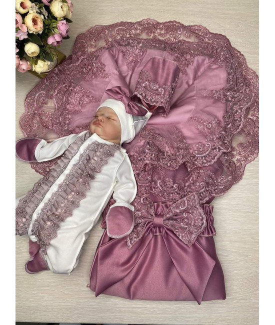 Комплект на выписку Самия-Кристи сиреневый