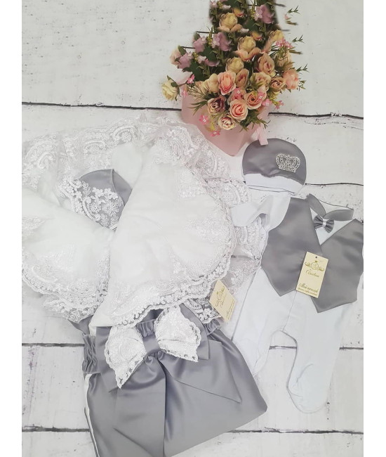 Комплект на выписку Самия-Джентльмен серый