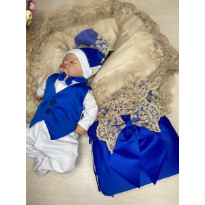 Комплект на выписку Самия-Джентльмен яркий синий-какао