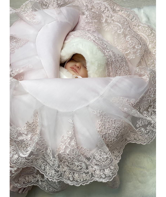 Конверт на выписку для новорожденных Самия розовый