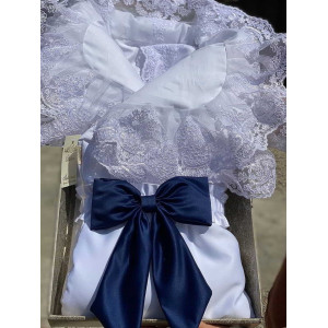 Конверт на выписку для новорожденного Самия белый-синий