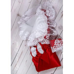 Конверт на выписку для новорожденного Самия красный-белый