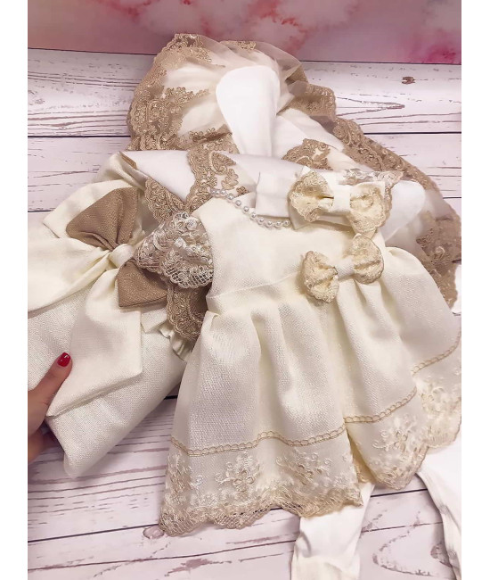 Комплект на выписку Самия-Неаполь люрекс какао