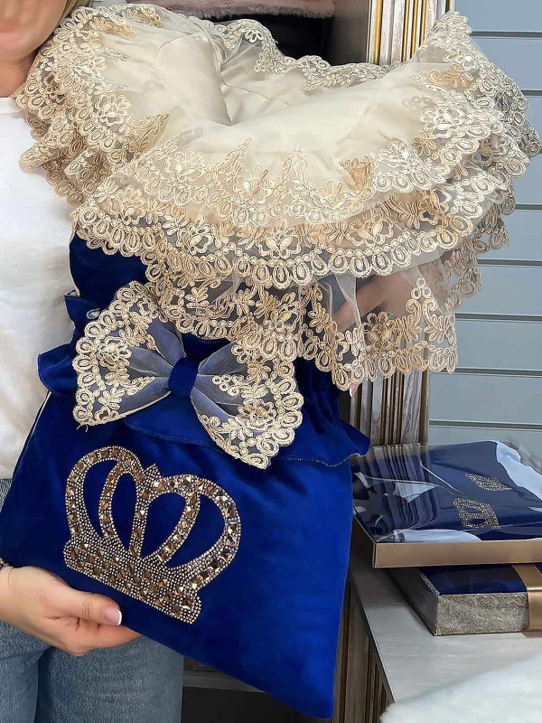 Конверт Самия бархат синий-какао