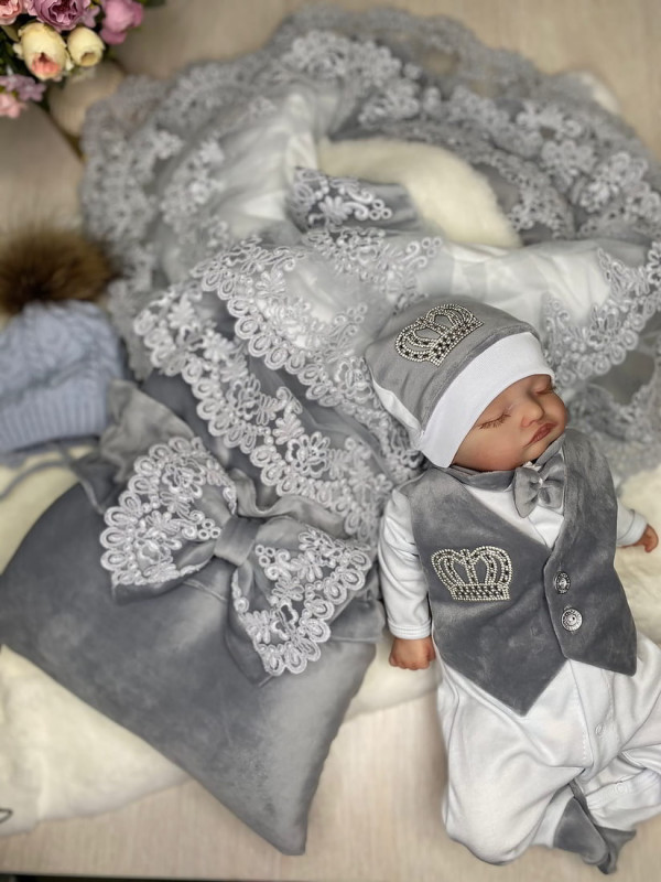 Комплект Самия-Джентльмен бархат серый