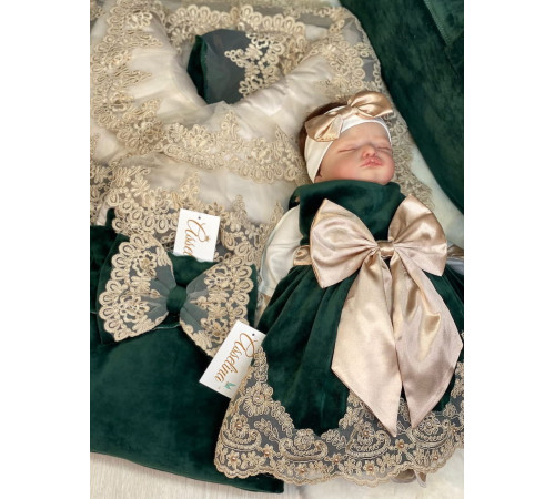 Комплект на выписку для новорожденного Самия-Лея бархат изумруд