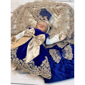 Комплект на выписку Самия-Лея бархат ярко-синий