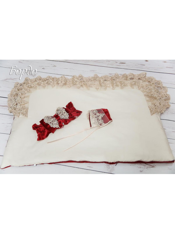 Комплект на выписку для новорожденного Самия-Лея бархат бордо
