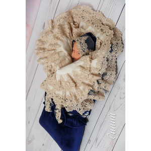 Комплект на выписку для новорожденного Самия-Лея бархат синий