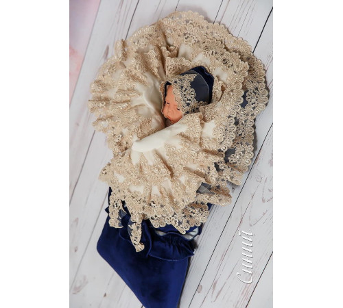 Комплект на выписку для новорожденного Самия-Лея бархат синий