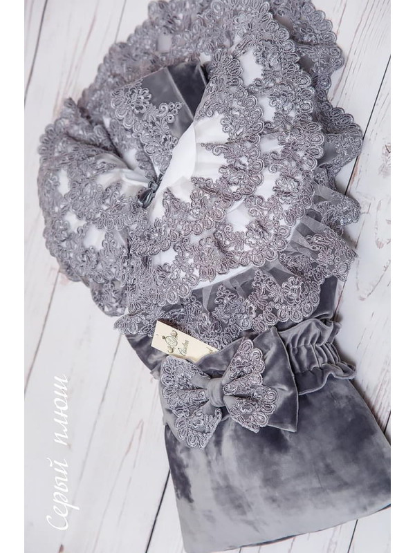 Конверт Самия бархат серый