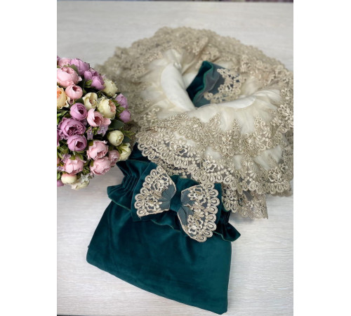 Комплект на выписку для новорожденного Самия-Лея бархат изумруд