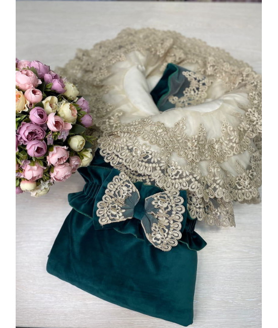 Комплект на выписку для новорожденного Самия-Лея бархат изумруд