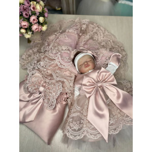 Комплект на выписку для новорожденного Самия-Буше пыльная роза