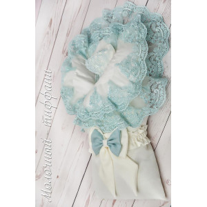 Конверт на выписку Самия Люрекс молочный-тиффани