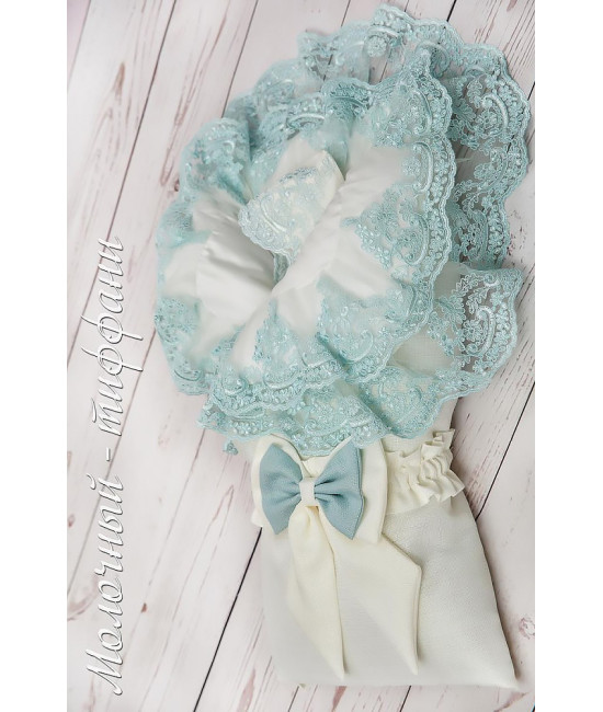 Конверт на выписку Самия Люрекс молочный-тиффани