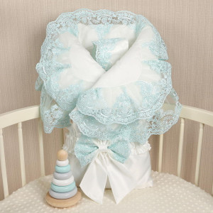 Конверт на выписку Самия Люрекс молочный-тиффани