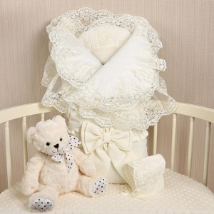 Конверт на выписку для новорожденного Самия Люрекс молочный 