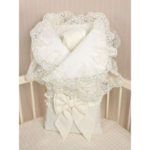 Конверт на выписку для новорожденного Самия Люрекс молочный 