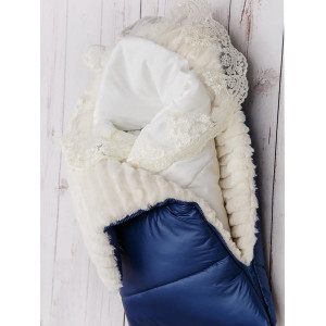 Конверт на выписку Стеганый синий-молочный