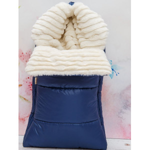 Конверт на выписку Стеганый синий-молочный