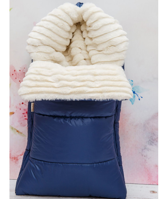 Конверт на выписку Стеганый синий-молочный