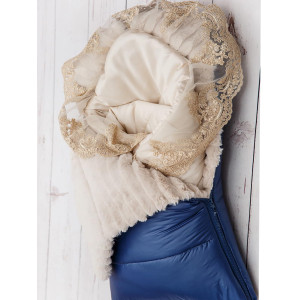 Конверт на выписку Стеганый синий-крем