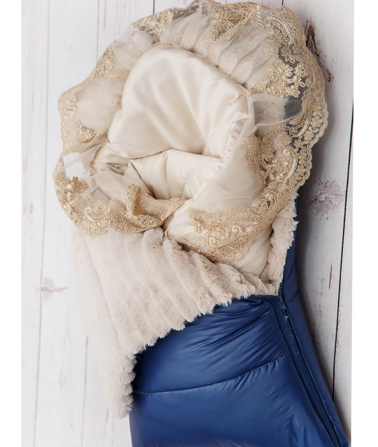 Конверт на выписку Стеганый синий-крем