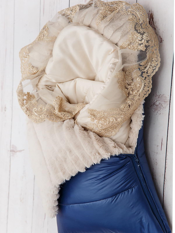 Конверт на выписку Стеганый синий-крем