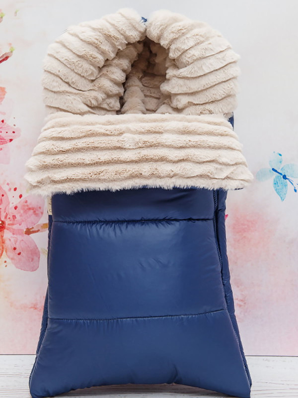 Конверт Стеганый синий-крем