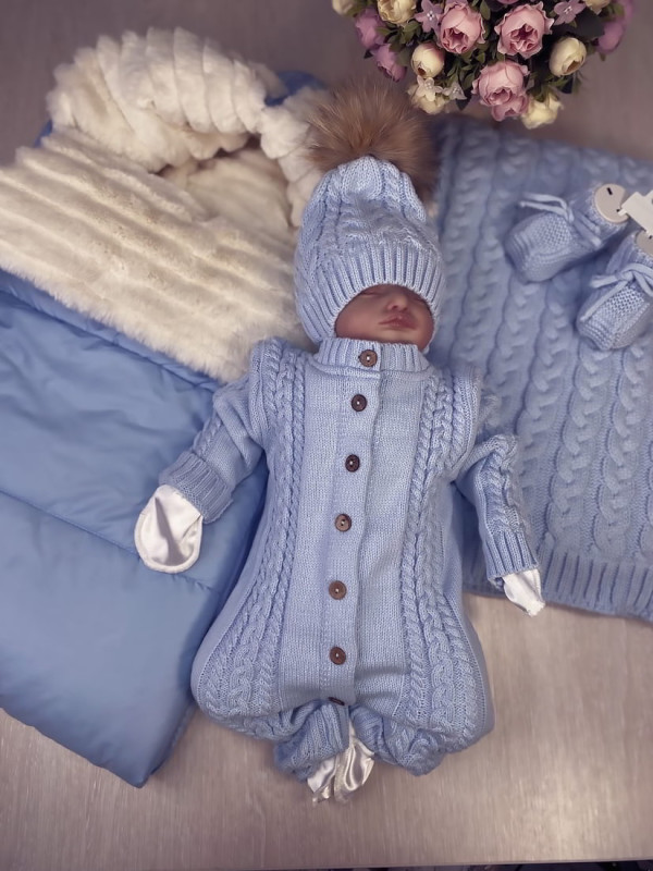 Комплект Пуф-Косички голубой