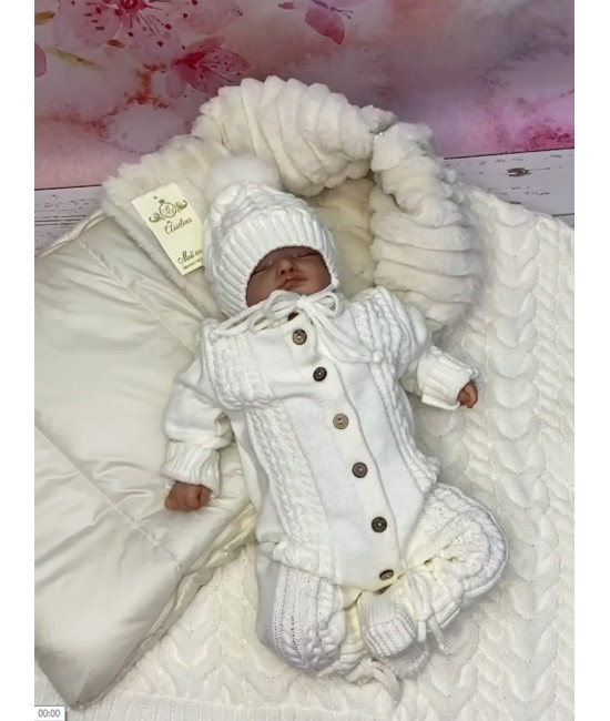 Комплект на выписку Пуф-Косички молочный