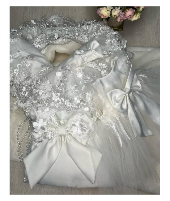 Комплект на выписку Великолепная роскошь-Эльза молочный