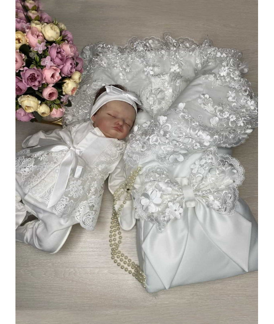 Комплект на выписку Великолепная роскошь-Кокетка молочный