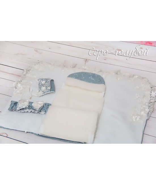 Конверт на выписку Великолепная Роскошь жаккард серо-голубой