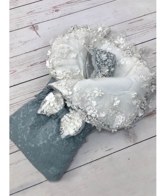 Конверт на выписку Великолепная Роскошь жаккард серо-голубой