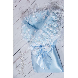 Конверт на выписку Великолепная роскошь атлас голубой